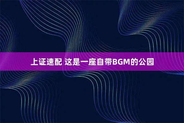 上证速配 这是一座自带BGM的公园